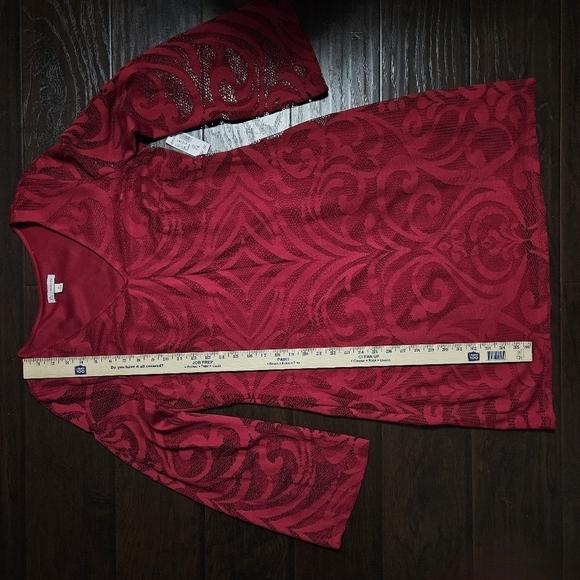 New Dressbarn Dark Red Lace Dress Size 14 - Picture 12 of 12